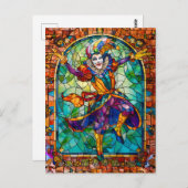 Middeleeuwse Hof Jester Clown Briefkaart (Voorkant / Achterkant)