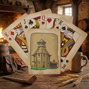 Middeleeuwse Houten Wachttoren en Fort Pokerkaarten
