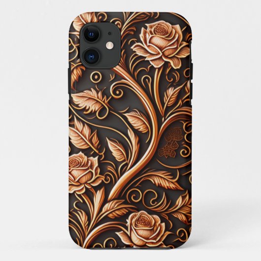 Middeleeuwse houtsnede Roos Flower Case-Mate iPhone Case (Achterkant)