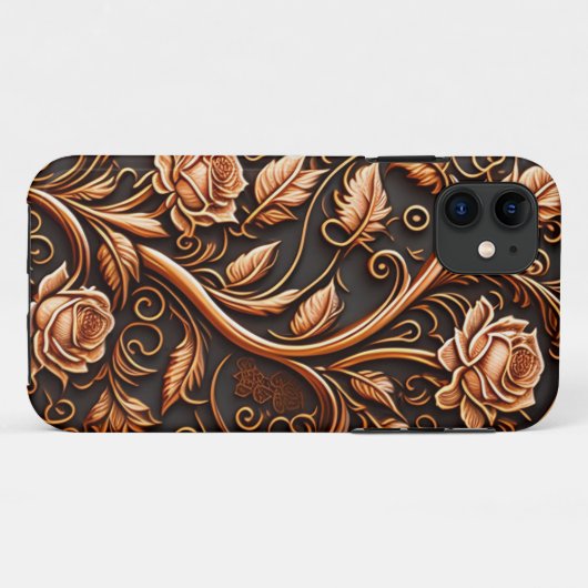 Middeleeuwse houtsnede Roos Flower Case-Mate iPhone Case (Achterkant (horizontaal))