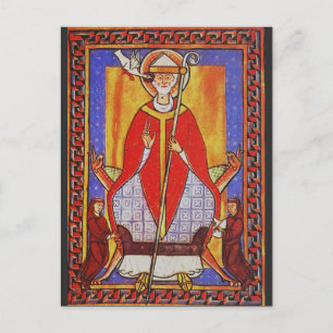 Middeleeuwse icoon van Sint Gregorius de Grote Briefkaart