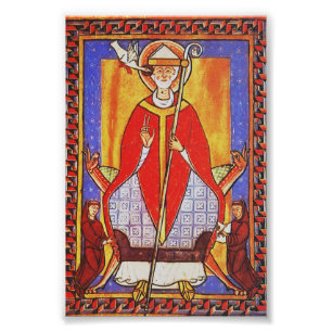 Middeleeuwse icoon van Sint Gregorius de Grote Foto Afdruk