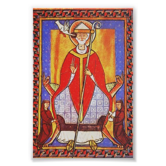 Middeleeuwse icoon van Sint Gregorius de Grote Foto Afdruk (Voorkant)