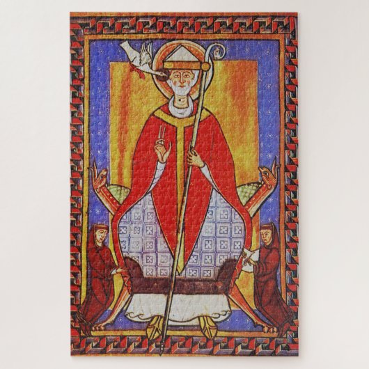 Middeleeuwse icoon van Sint Gregorius de Grote Legpuzzel (Verticaal)