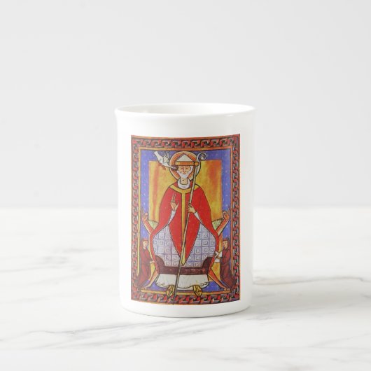 Middeleeuwse icoon van Sint Gregorius de Grote Porselein Kop (Voorkant)