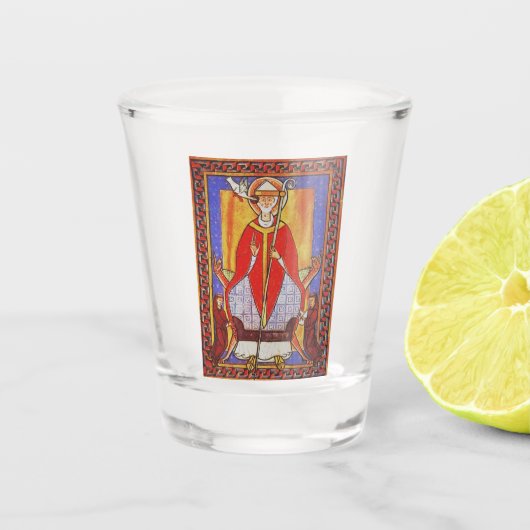 Middeleeuwse icoon van Sint Gregorius de Grote Shot Glas (Voorkant)