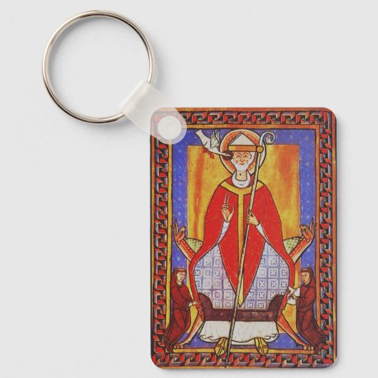 Middeleeuwse icoon van Sint Gregorius de Grote Sleutelhanger (Voorkant)