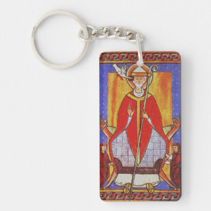 Middeleeuwse icoon van Sint Gregorius de Grote Sleutelhanger