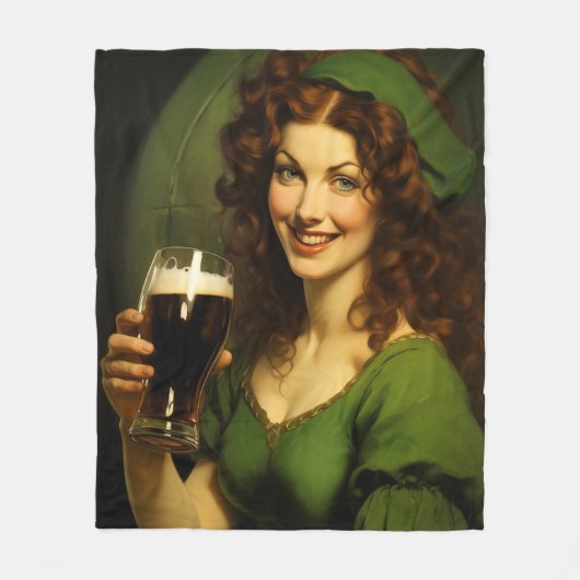 Middeleeuwse Ierse jonkvrouw drinkt bier Fantasy Fleece Deken (Voorkant)