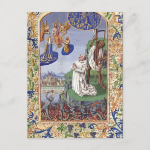 Middeleeuwse illustratie van Sint Bernardus van Cl Briefkaart