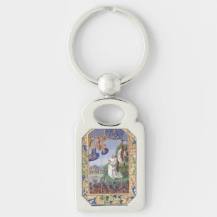 Middeleeuwse illustratie van Sint Bernardus van Cl Sleutelhanger