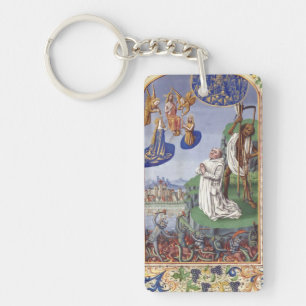 Middeleeuwse illustratie van Sint Bernardus van Cl Sleutelhanger