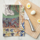 Middeleeuwse illustratie van Sint Bernardus van Cl Theedoek (Quarter Fold)