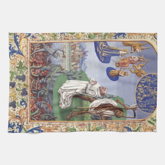 Middeleeuwse illustratie van Sint Bernardus van Cl Theedoek (Horizontaal)