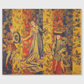 Middeleeuwse Italiaanse Chinoiserie Rood Blauw Dec Cadeaupapier (Vlak)