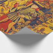 Middeleeuwse Italiaanse Chinoiserie Rood Blauw Dec Cadeaupapier (Hoek)