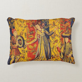 Middeleeuwse Italiaanse rood blauw geel Chinoiseri Accent Kussen