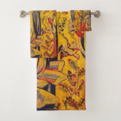 Middeleeuwse Italiaanse rood blauw geel Chinoiseri Bad Handdoek (Insitu)