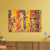 Middeleeuwse Italiaanse rood blauw geel Chinoiseri Canvas Afdruk (Insitu (Woonkamer))