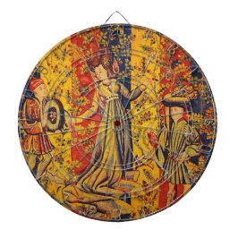 Middeleeuwse Italiaanse rood blauw geel Chinoiseri Dartbord