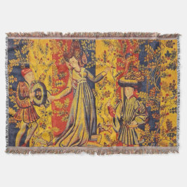 Middeleeuwse Italiaanse rood blauw geel Chinoiseri Deken