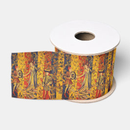 Middeleeuwse Italiaanse rood blauw geel Chinoiseri Grosgrain Lint