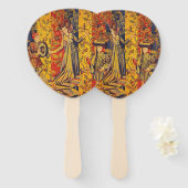 Middeleeuwse Italiaanse rood blauw geel Chinoiseri Handwaaier (Voorkant en achterkant)