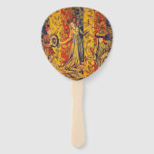 Middeleeuwse Italiaanse rood blauw geel Chinoiseri Handwaaier (Achterkant)