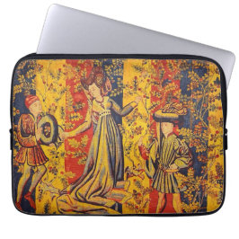 Middeleeuwse Italiaanse rood blauw geel Chinoiseri Laptop Sleeve