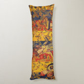 Middeleeuwse Italiaanse rood blauw geel Chinoiseri Lichaamskussen (Achterkant (Verticaal))