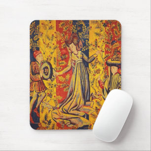 Middeleeuwse Italiaanse rood blauw geel Chinoiseri Muismat