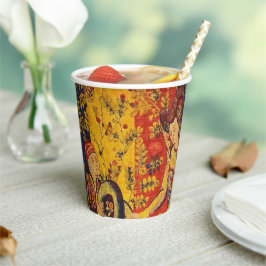 Middeleeuwse Italiaanse rood blauw geel Chinoiseri Papieren Bekers