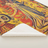 Middeleeuwse Italiaanse rood blauw geel Chinoiseri Sherpa Deken (3/4)