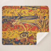 Middeleeuwse Italiaanse rood blauw geel Chinoiseri Sherpa Deken (Voorkant (horizontaal))