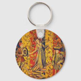 Middeleeuwse Italiaanse rood blauw geel Chinoiseri Sleutelhanger