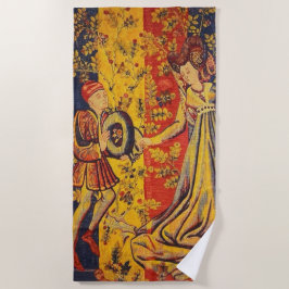 Middeleeuwse Italiaanse rood blauw geel Chinoiseri Strandlaken