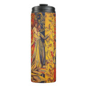 Middeleeuwse Italiaanse rood blauw geel Chinoiseri Thermosbeker (Voorkant)