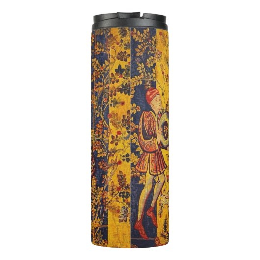 Middeleeuwse Italiaanse rood blauw geel Chinoiseri Thermosbeker (Achterkant)