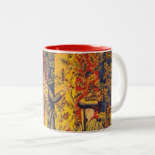 Middeleeuwse Italiaanse rood blauw geel Chinoiseri Tweekleurige Koffiemok (Voorkant rechts)