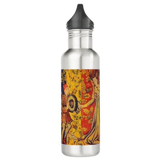 Middeleeuwse Italiaanse rood blauw geel Chinoiseri Waterfles (Links)