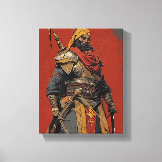 Middeleeuwse Janissary Warrior illustratie Canvas Afdruk (Voorkant)
