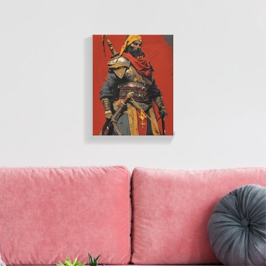 Middeleeuwse Janissary Warrior illustratie Canvas Afdruk (Insitu (Woonkamer))
