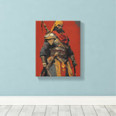 Middeleeuwse Janissary Warrior illustratie Canvas Afdruk (Insitu (Houten vloer))