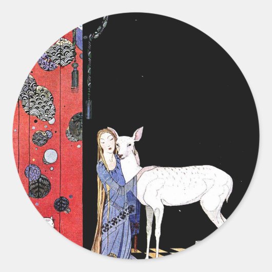 middeleeuwse jurk ronde sticker (Voorkant)