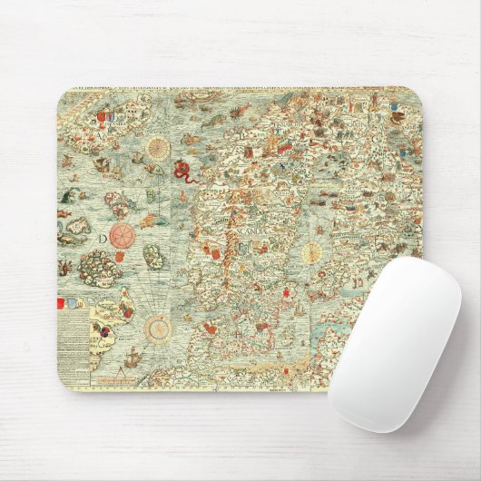Middeleeuwse Kaart Mousepad Muismat (Met muis)