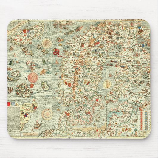 Middeleeuwse Kaart Mousepad Muismat (Voorkant)