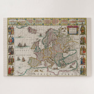 Middeleeuwse kaart van Europa (door Willem Blaeu) Legpuzzel