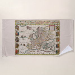 Middeleeuwse kaart van Europa (door Willem Blaeu) Strandlaken