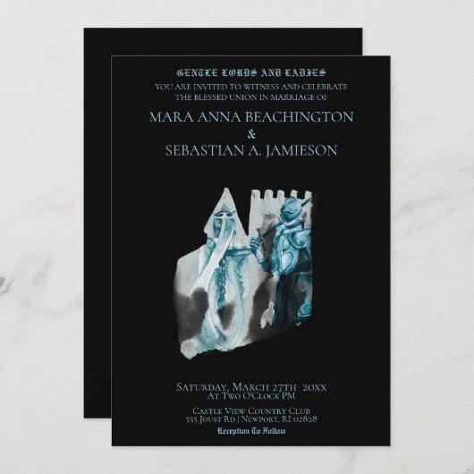 *~* Middeleeuwse Kasteel Prinses Ridder Trouwdag Kaart (Voorkant / Achterkant)