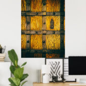 Middeleeuwse kasteelpoort close-up. poster (Thuiskantoor)